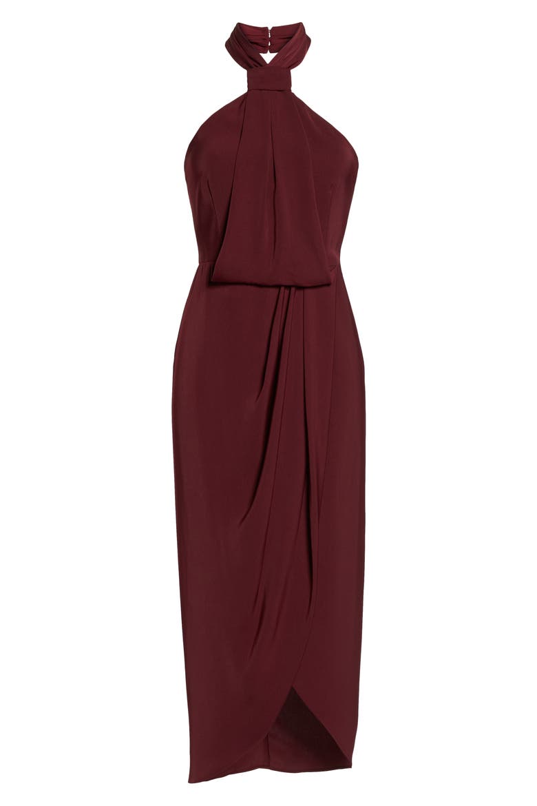 Knotted Tulip Hem Gown, Alternate, color, BURGUNDYDNU