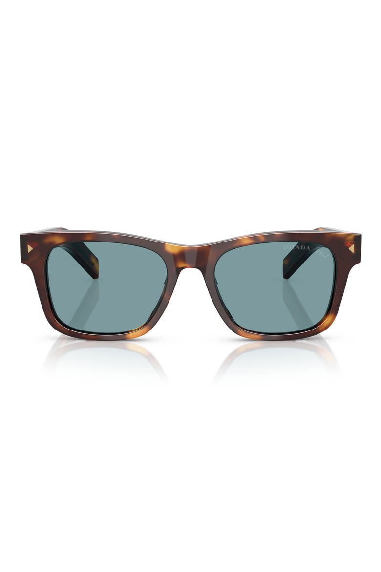 55mm Polarized Rectangular Sunglasses, Main, color, GREEN TORTOISE