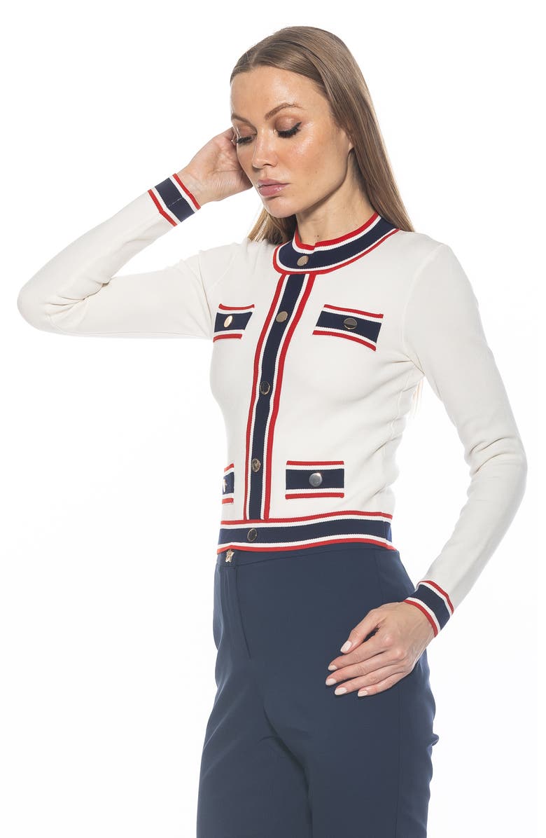 Alexia Admor Kiley Stripe Crop Sweater, Alternate, color, Ivory Multi