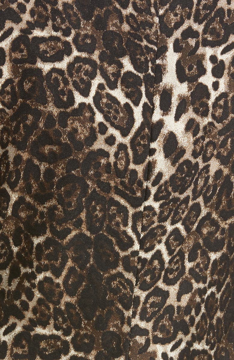 Alice + Olivia Toby Fitted Leopard Print Stretch Cotton Blend Blazer, Alternate, color,