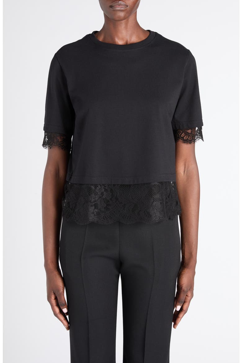 Lace Layer T-Shirt, Main, color, BLACK