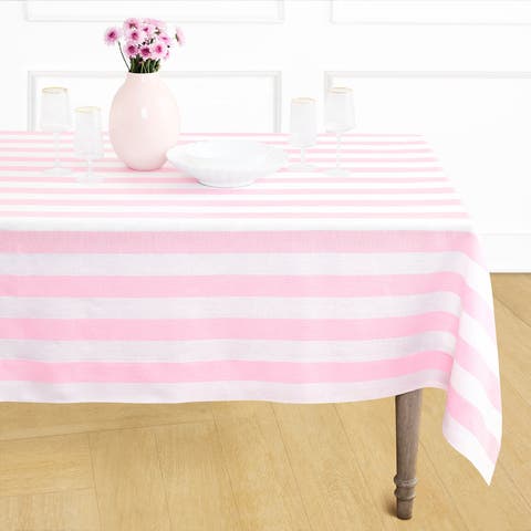 Linen Tablecloth for Spring and Easter - Cabana Stripe, 60 x 156
