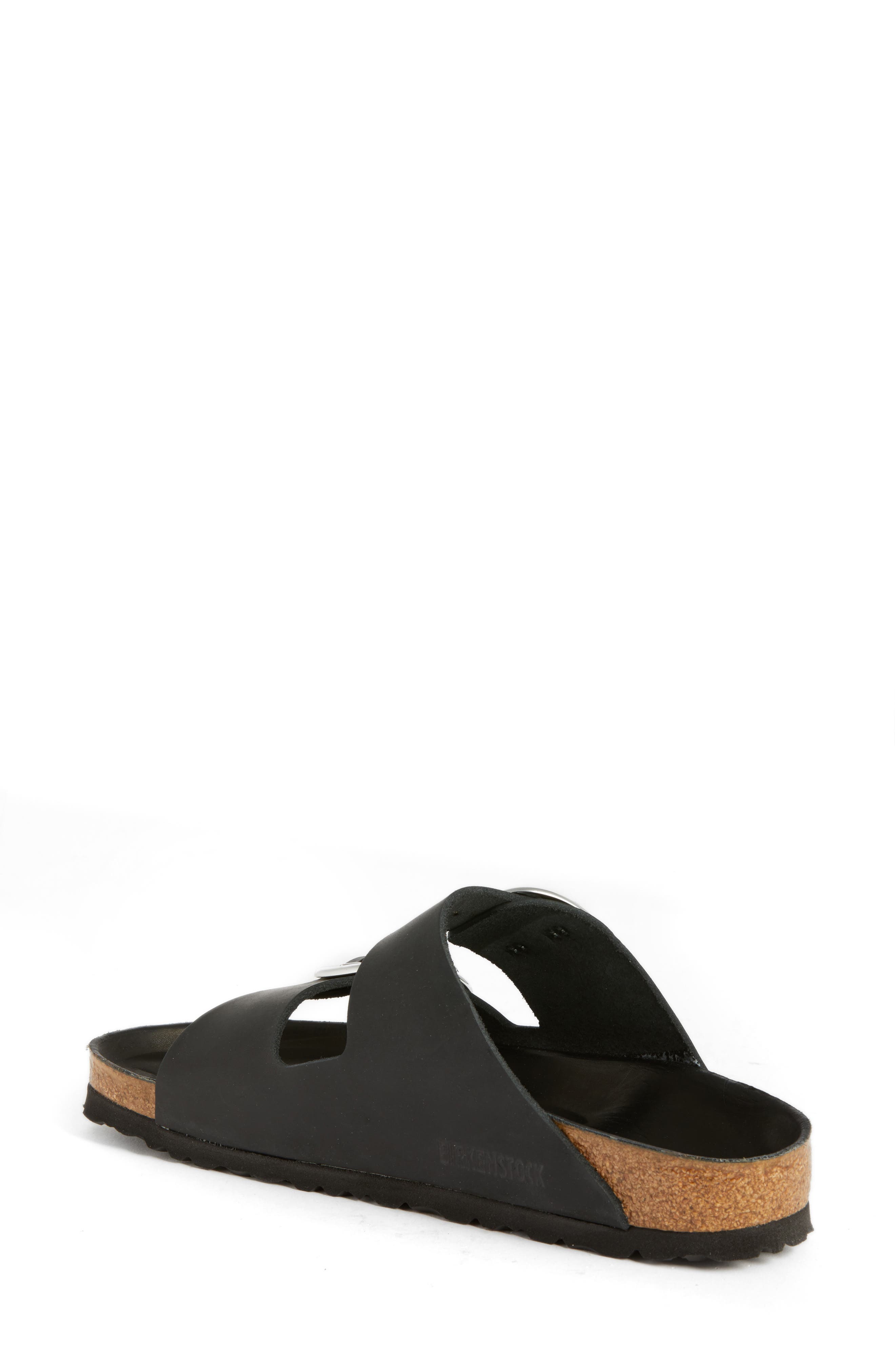 Arizona Big Buckle Slide Sandal, Alternate, color, BLACK LEATHER