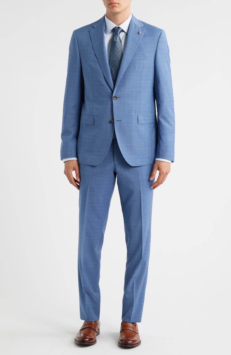 Jack Victor Esprit Light Blue Screen Weave Super 100s Wool Suit, Main, color, Light Blue