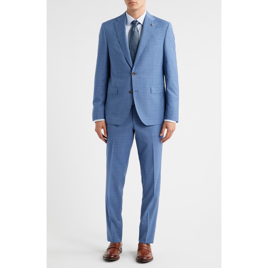 Jack Victor Esprit Light Blue Screen Weave Super 100s Wool Suit In Blue
