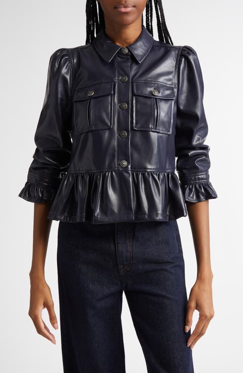 Delanie Faux Leather Peplum Jacket