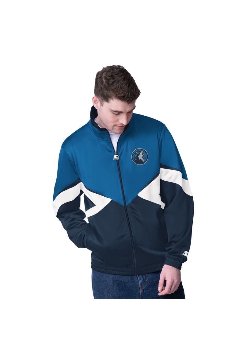 Men's Starter Blue Minnesota Timberwolves Rush Applique Full-Zip Track Jacket, Main, color, Blue