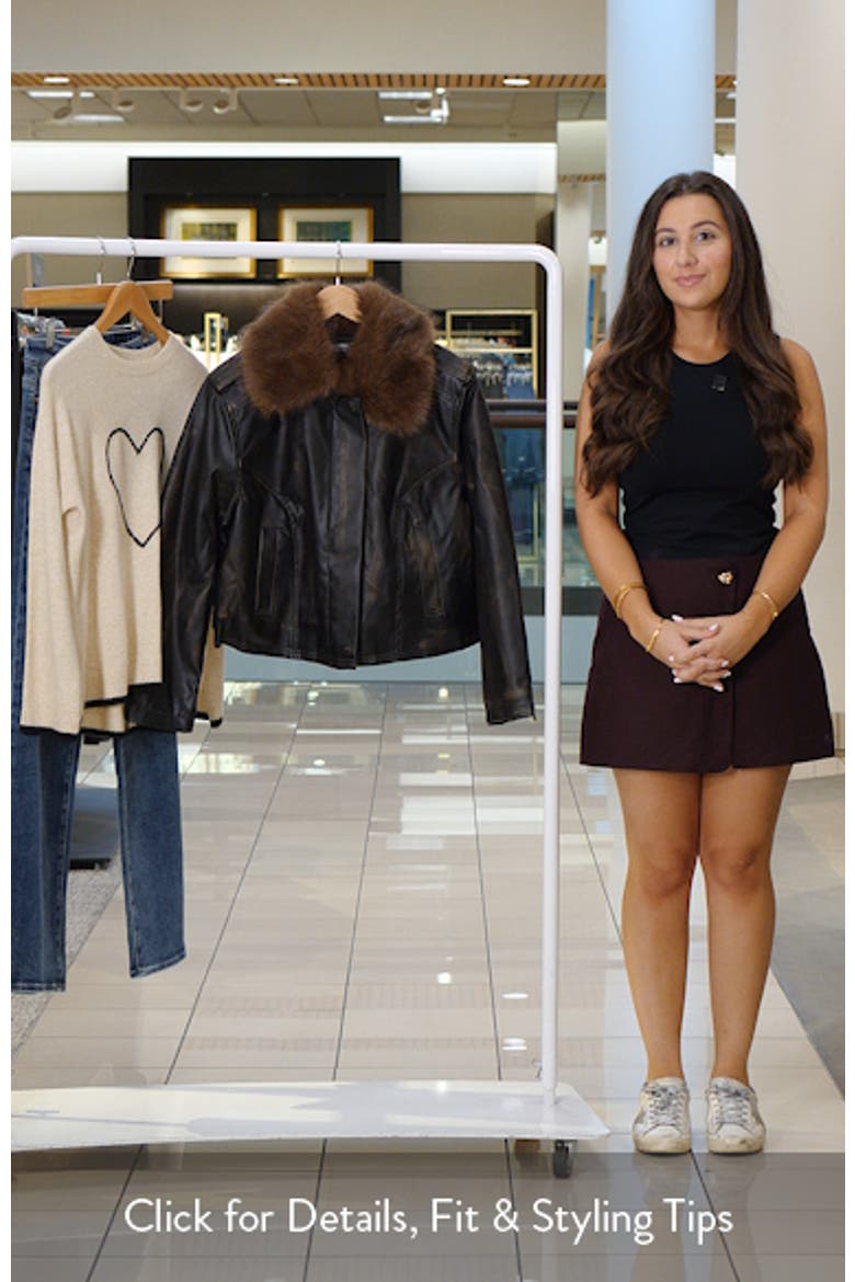 Rowan Faux Leather Jacket with Detachable Faux Fur Collar video