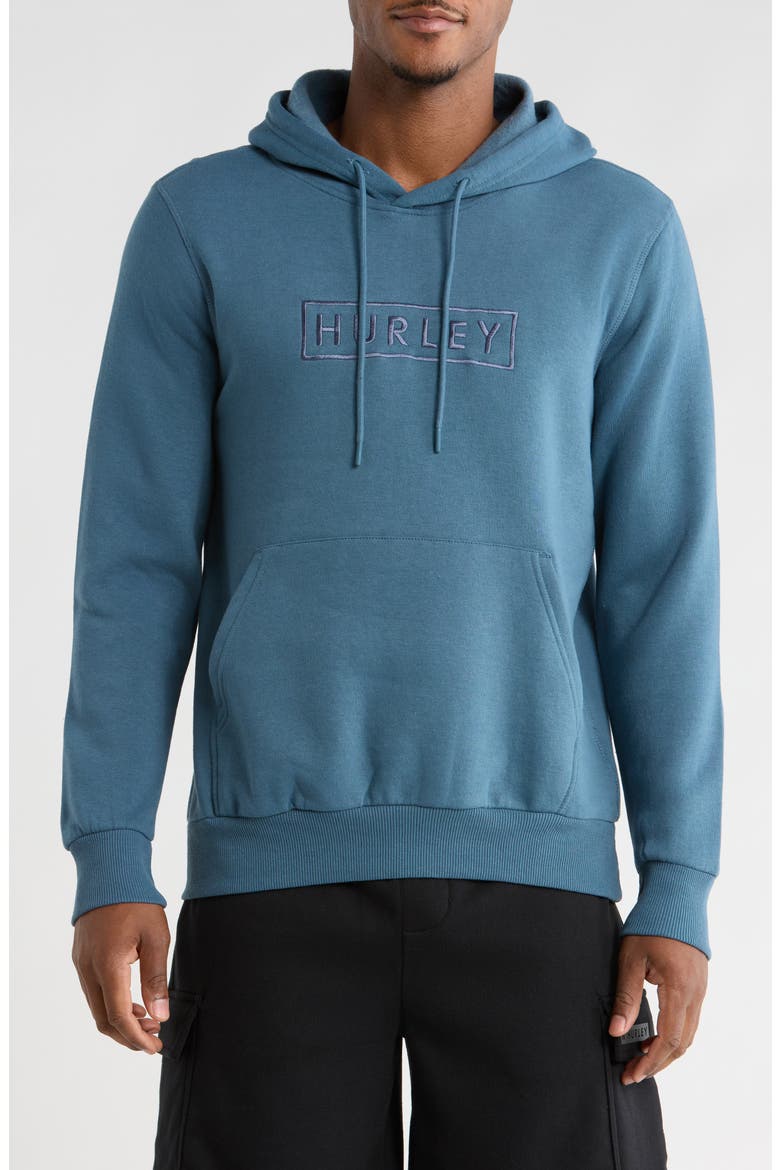 Logo Fleece Hoodie, Main, color, GREY TEAL