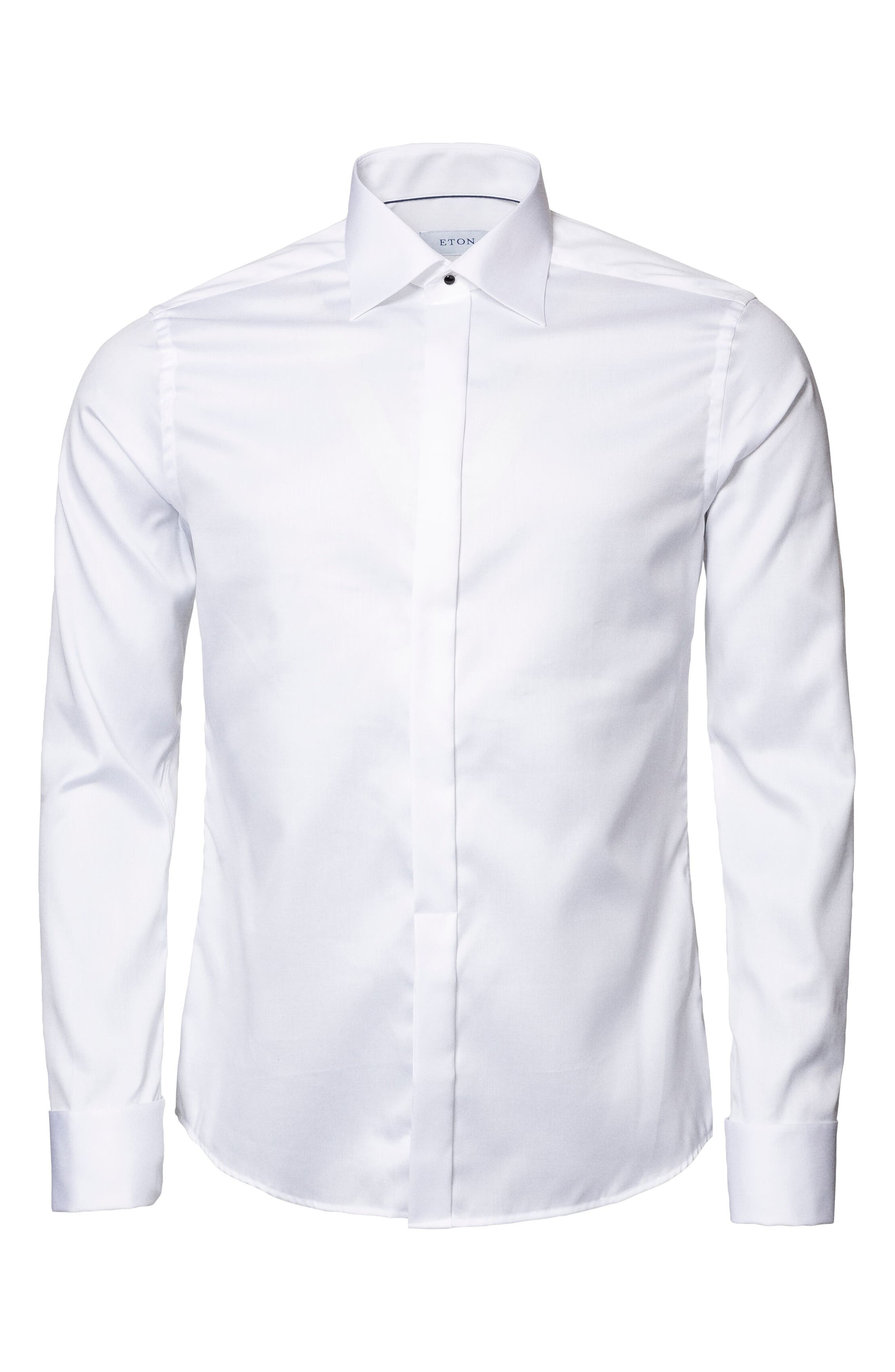 cotton fly-front dress shirt Eton Solid Signature Twill Shirt | Slim fit