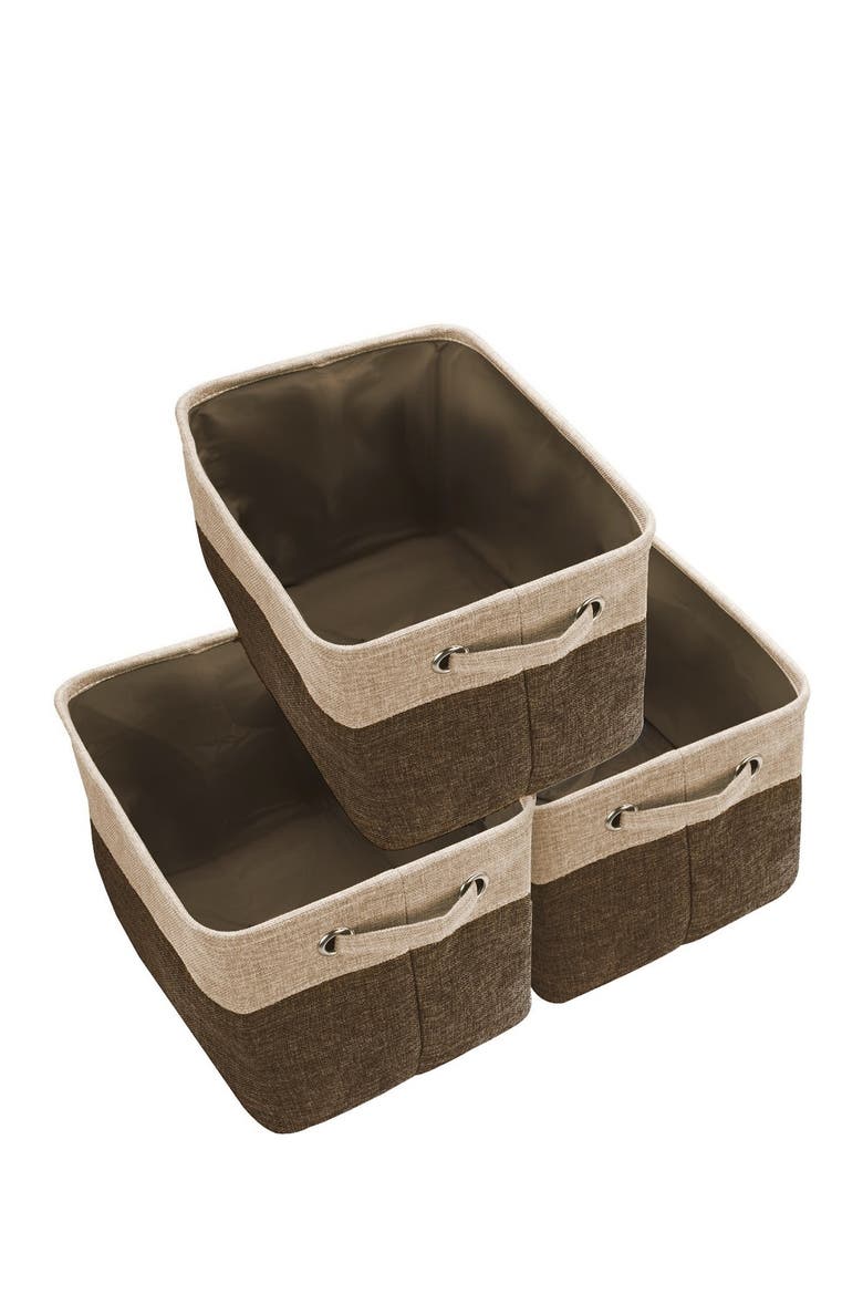 Brown Twill Storage Basket - Set of 3, Alternate, color, BROWN Z/DNU