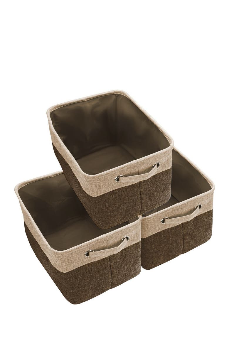 SORBUS Brown Twill Storage Basket - Set of 3, Alternate, color, Brown Z/Dnu