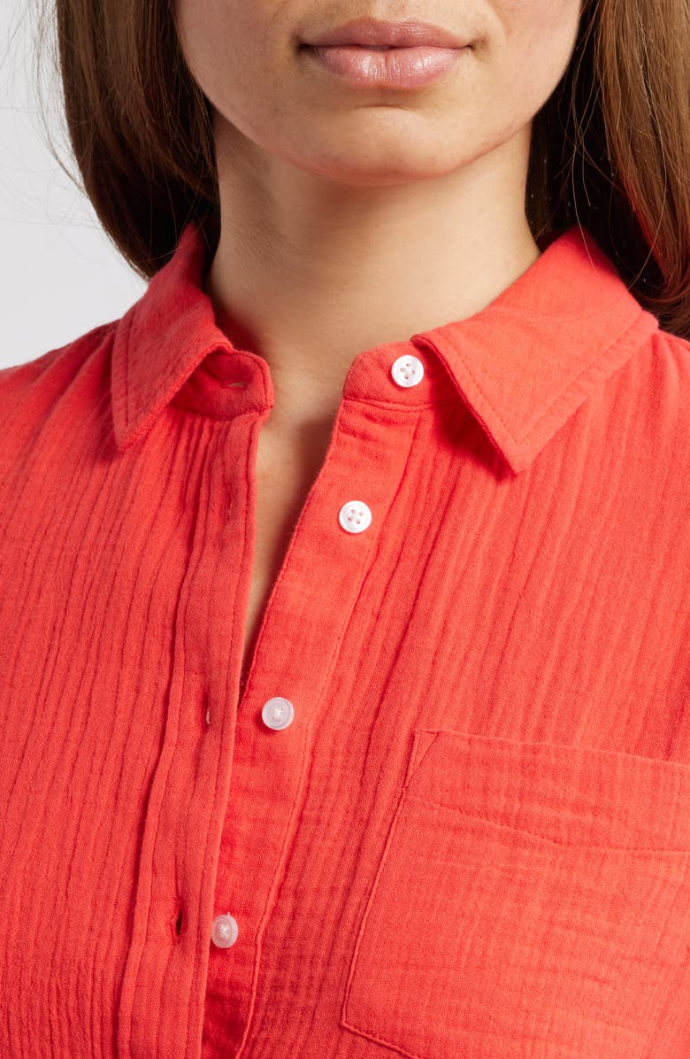 Caslon<sup
®</sup
 Casual Gauze Button-Up Shirt, Alternate, color, Red Bittersweet