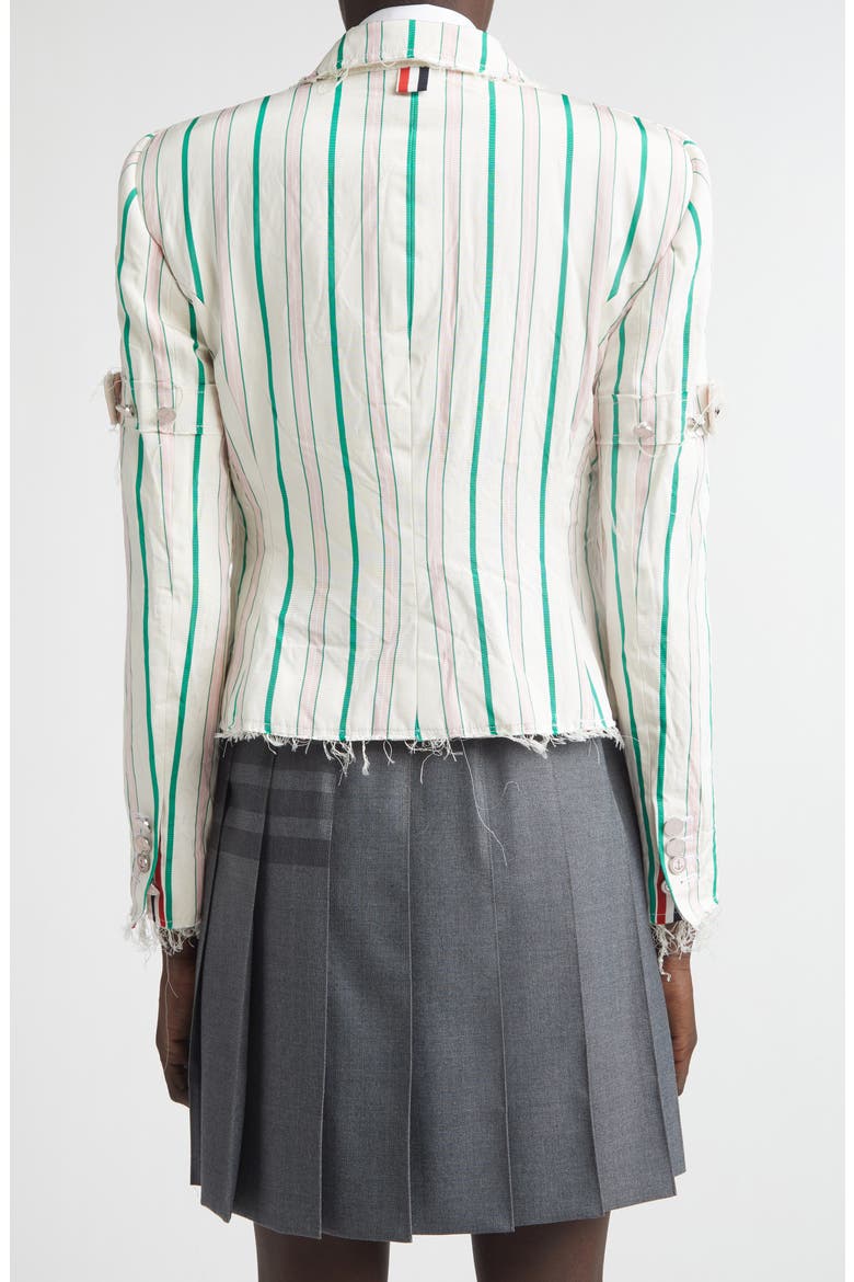 Stripe Sculpted Shoulder Silk & Cotton Jacket, Alternate, color, 680 LT PINK