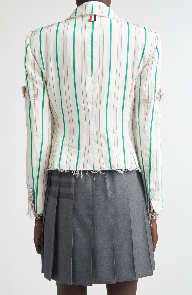 Thom Browne Stripe Sculpted Shoulder Silk & Cotton Jacket, Alternate, color, 680 Lt Pink