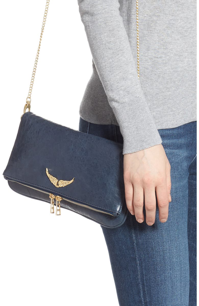 Zadig & Voltaire Zagid & Voltaire Rock Crush Leather Clutch, Alternate, color,