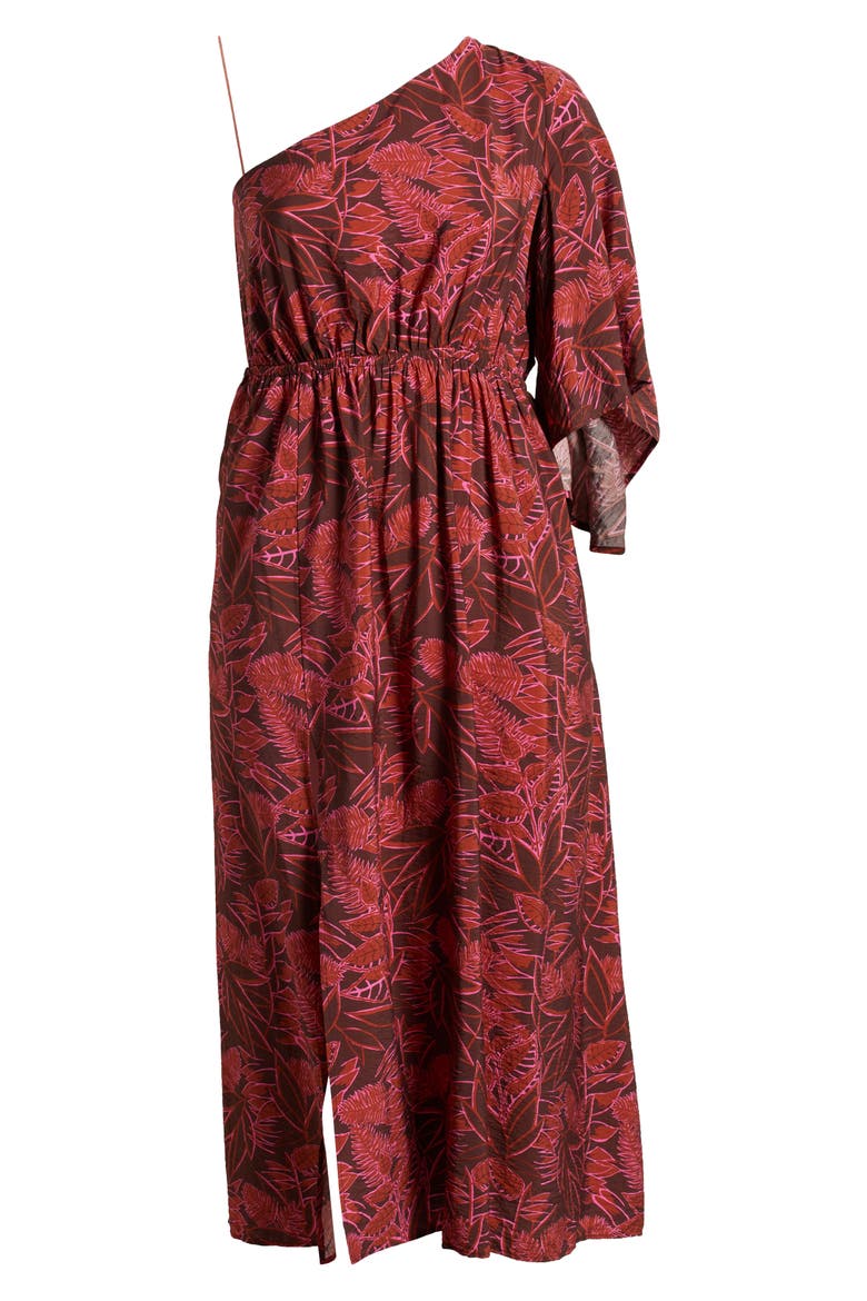 Floral One-Shoulder Maxi Dress, Alternate, color, RUST PINK AUBRI ABSTRACT