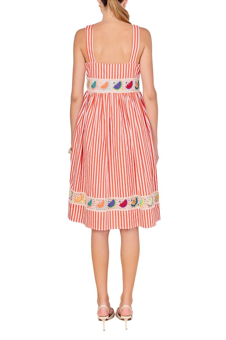 Stripe Crochet Trim Sleeveless Dress, Alternate, color, ORANGE MULTI