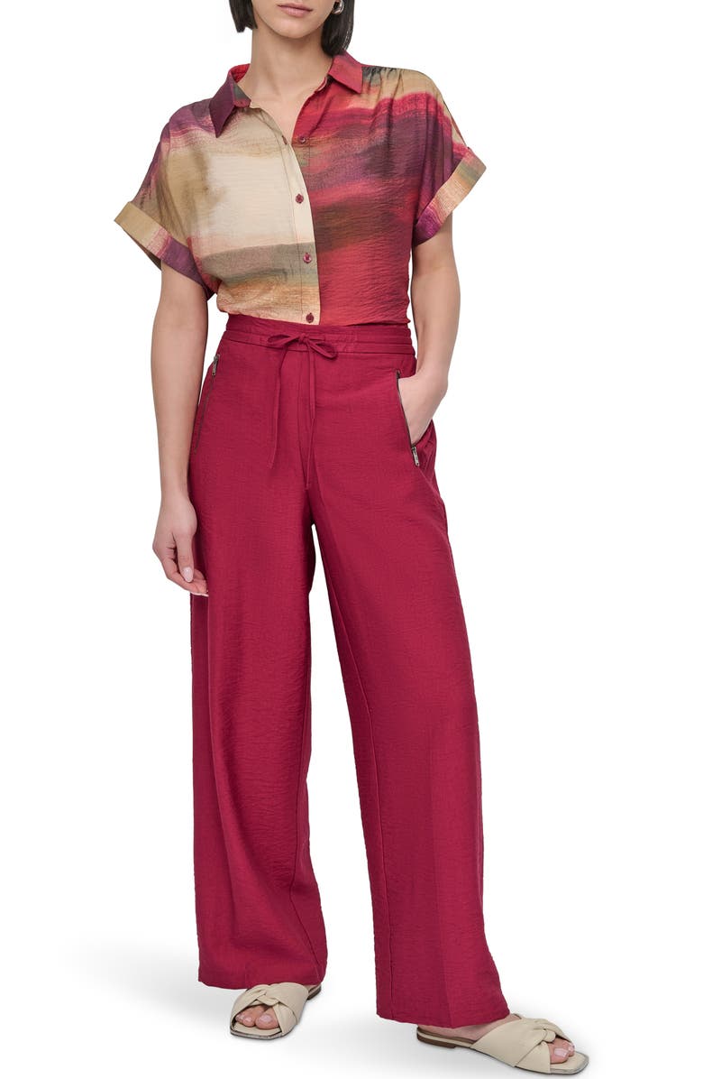 DKNY Drawstring Pants, Alternate, color, Beet