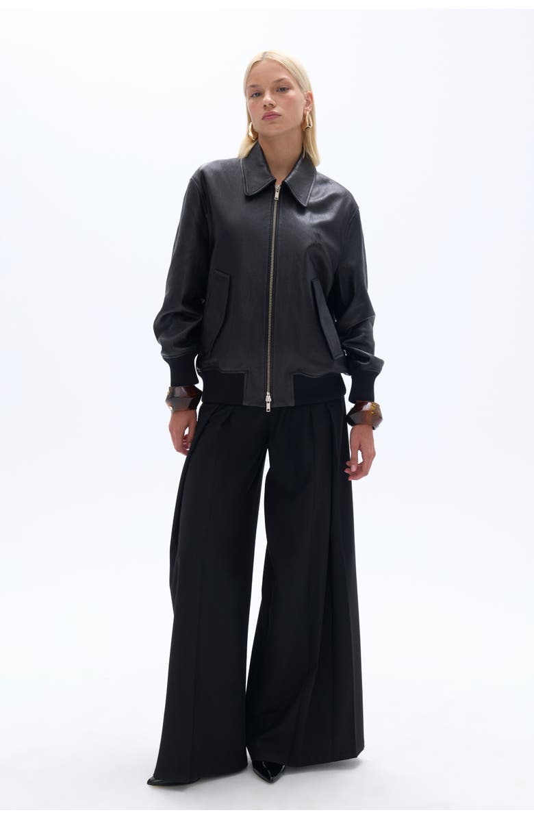 Nocturne Leather Bomber Jacket, Alternate, color, 