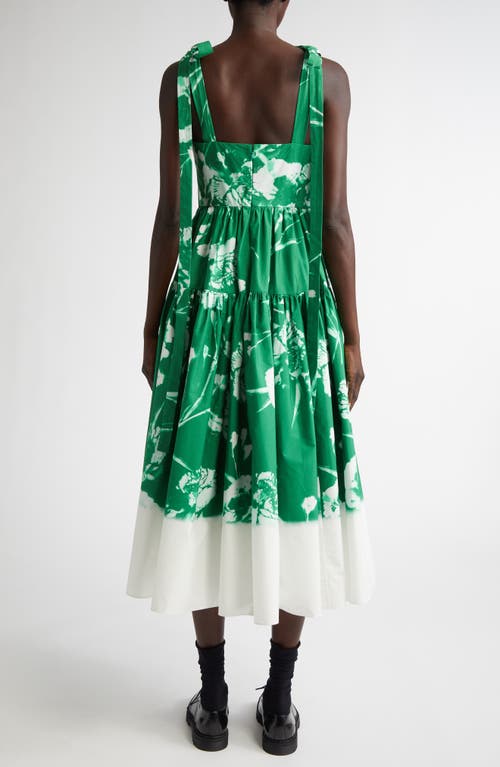 Shop Erdem Floral Print Cotton Poplin Fit & Flare Midi Dress In Carnation Cyanotype Clover