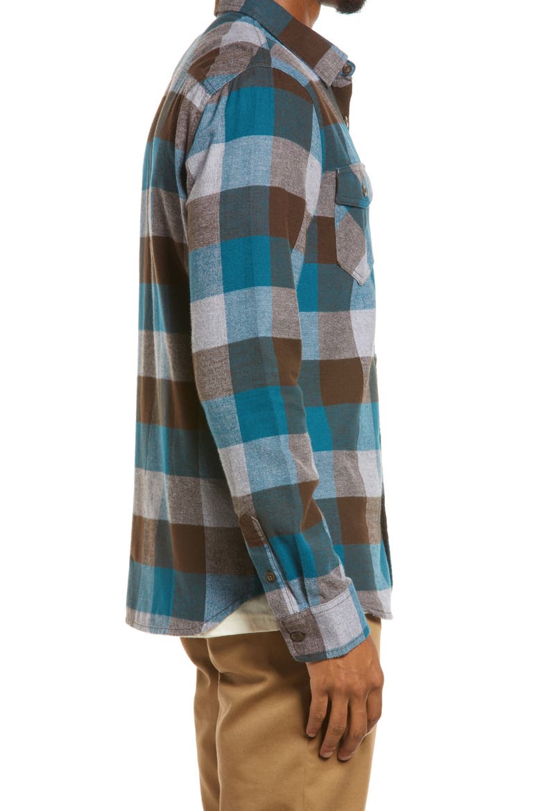 Men's Box Buffalo Check Flannel Button-Up Shirt, Alternate, color, DEMITASSE/BLUE CORAL