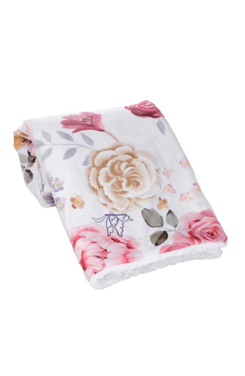 Lambs 
Ivy Secret Garden Ultra-Soft Fleece/Minky Floral Baby Blanket, Alternate, color, White