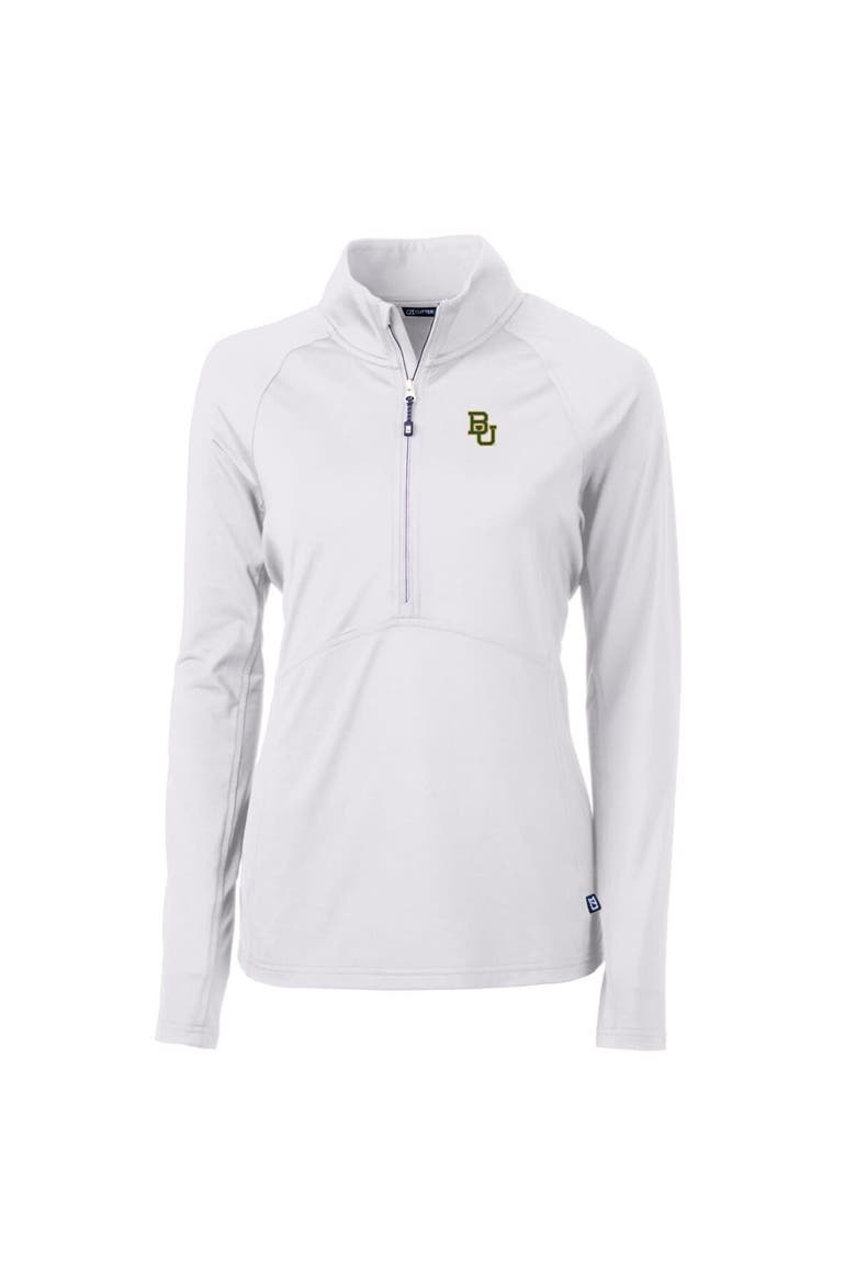 Women's Cutter & Buck White Baylor Bears Adapt Eco Knit Half-Zip Pullover Jacket, Alternate, color, White