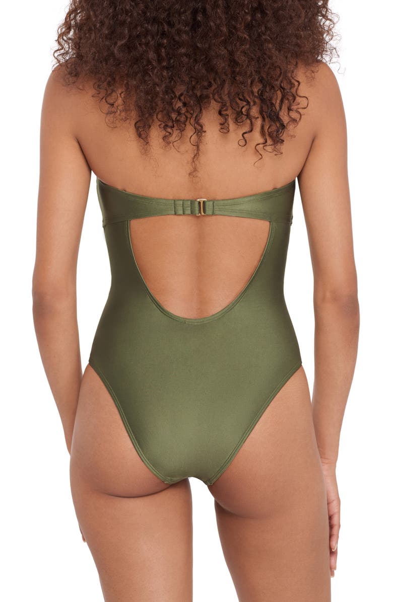 Steve Madden Open Back One-Piece Swimsuit, Alternate, color, Olive