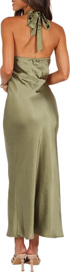 Grasie Stretch Satin Halter Dress