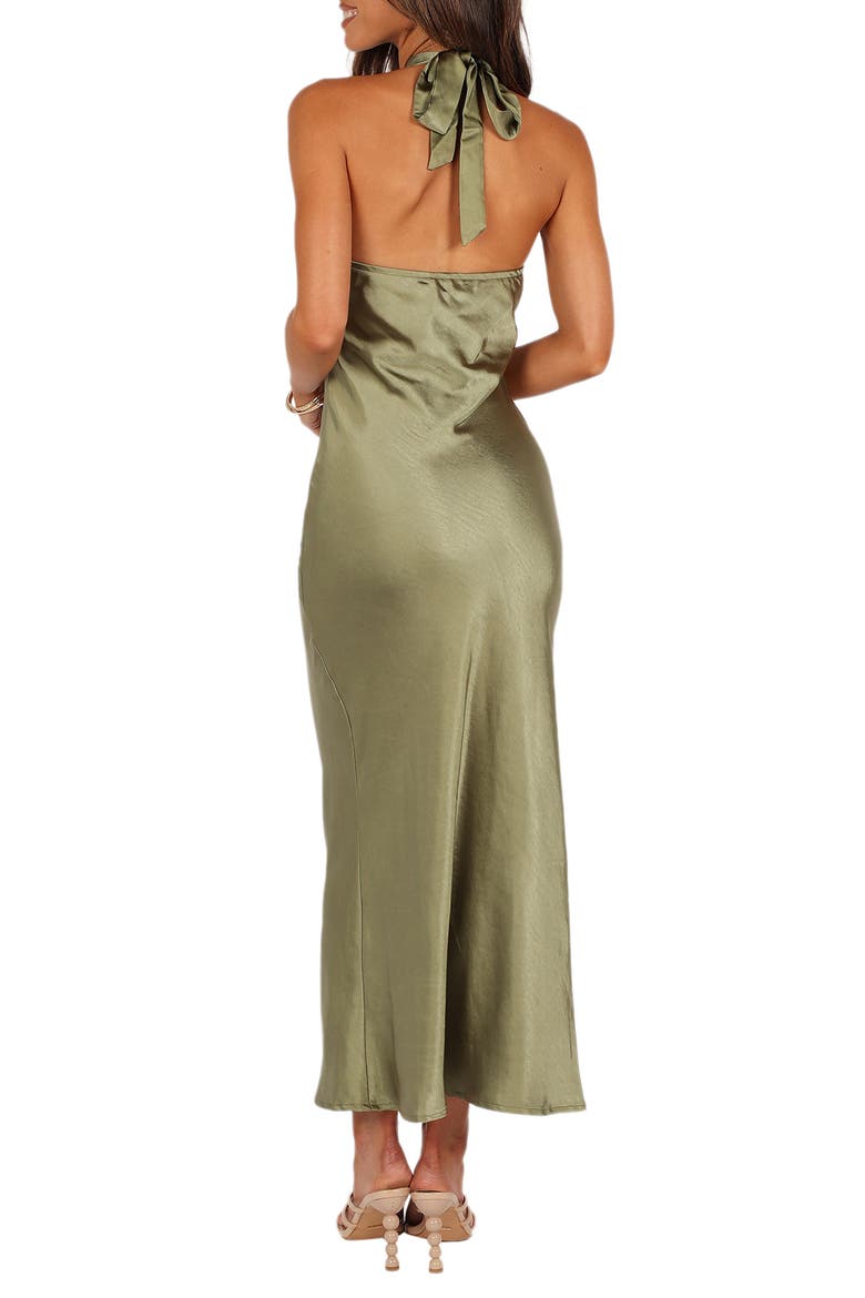grasie stretch satin halter dress Esmerelda Satin Double Knotted Halter Neck Dress