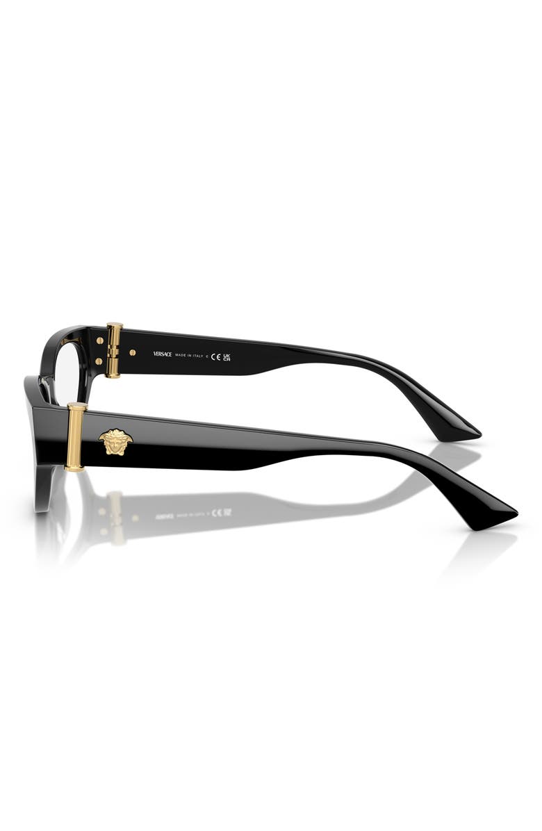 Versace 53mm Cat Eye Optical Glasses, Alternate, color, Black