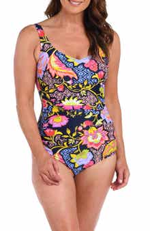 Shirred Tummy Control One-Piece Swimsuit