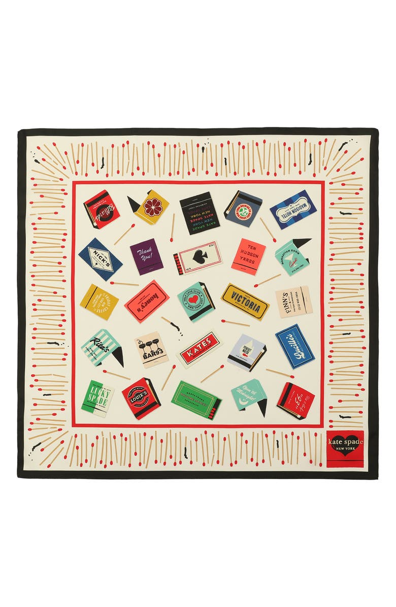 Kate Spade New York matchbook toss silk bandana scarf, Alternate, color, Ivory Multi