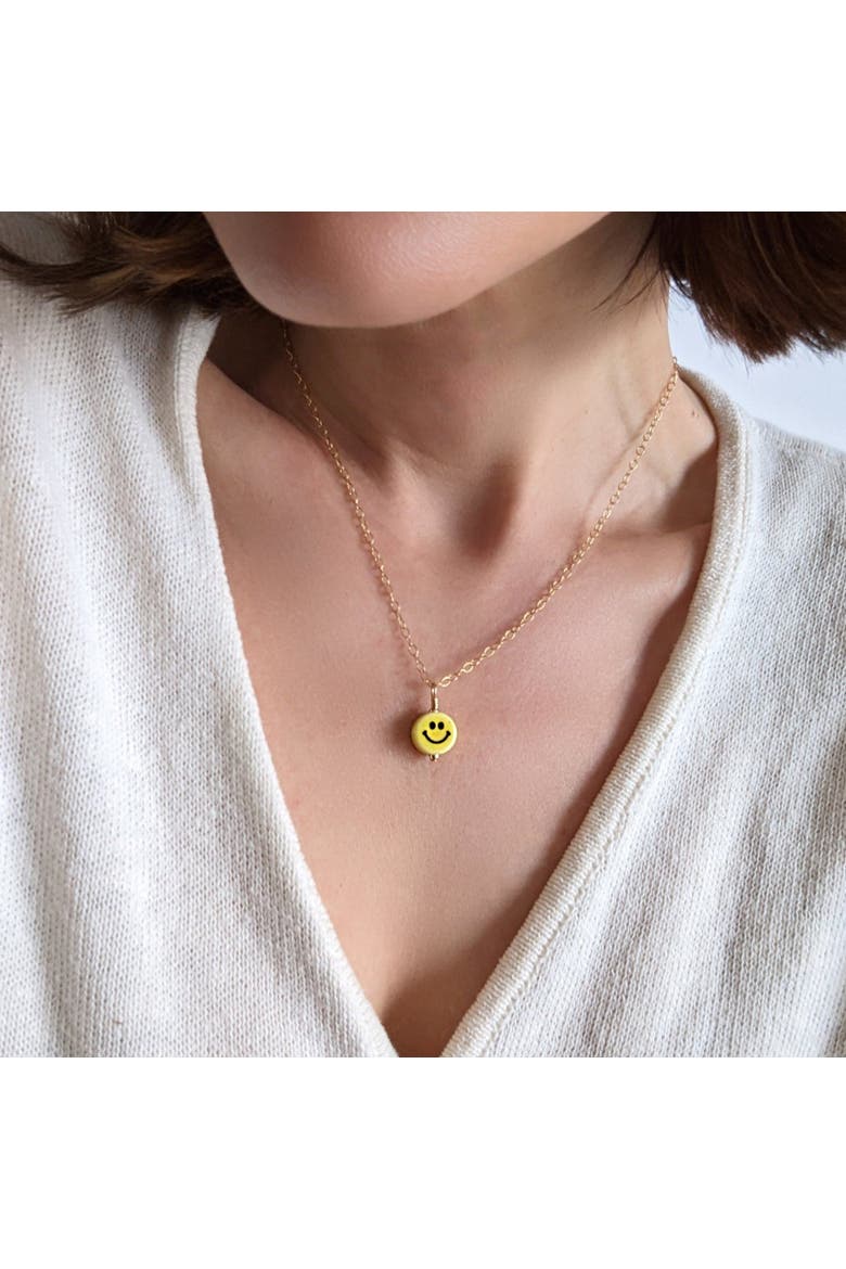 Charm Necklace, Alternate, color, Yellow smiley face