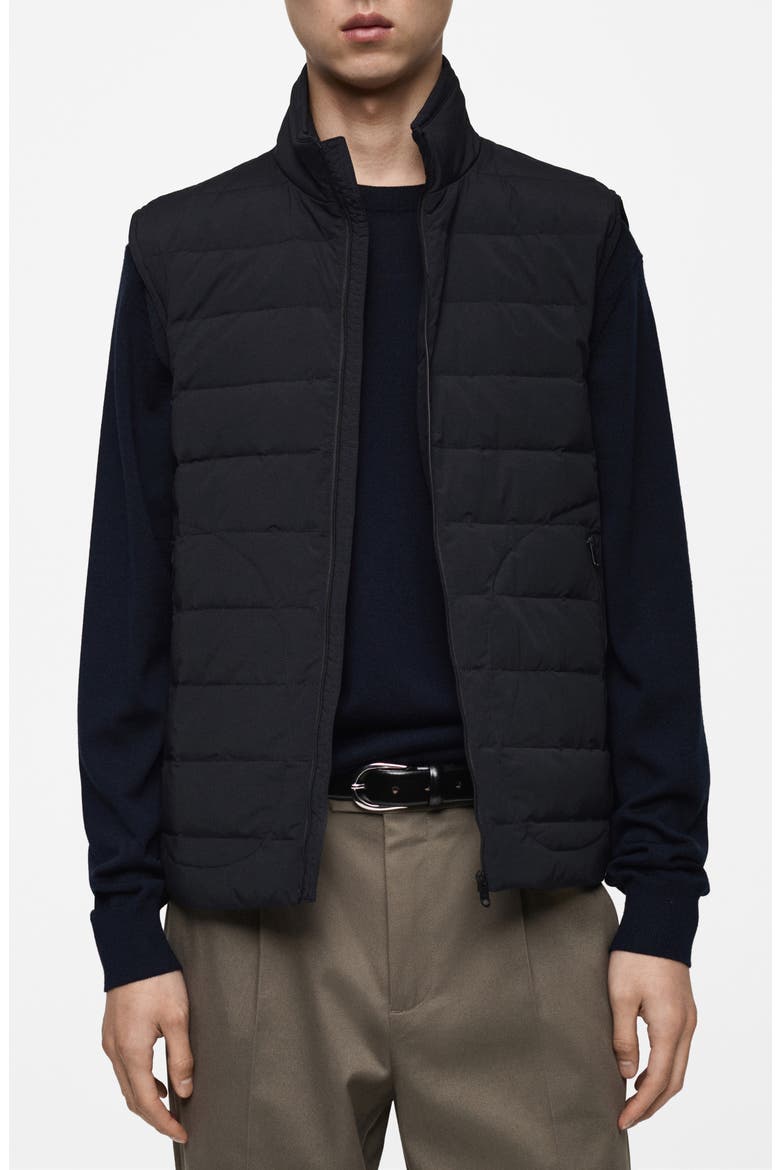 Quilted Down Vest, Main, color, DARK NAVY