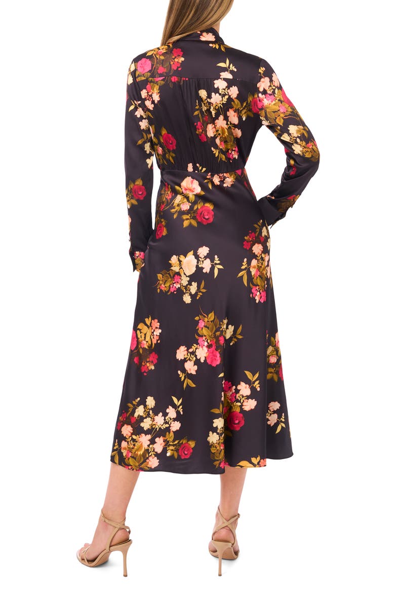 Alessandra Long Sleeve Tie Neck Shirtdress, Alternate, color, RICH BLACK