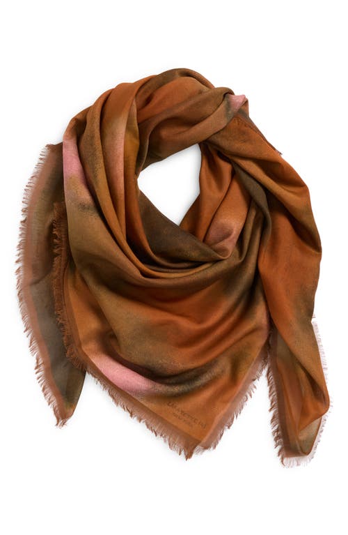 Lafayette 148 Mottled Square Cotton-silk Scarf In Copper Multi