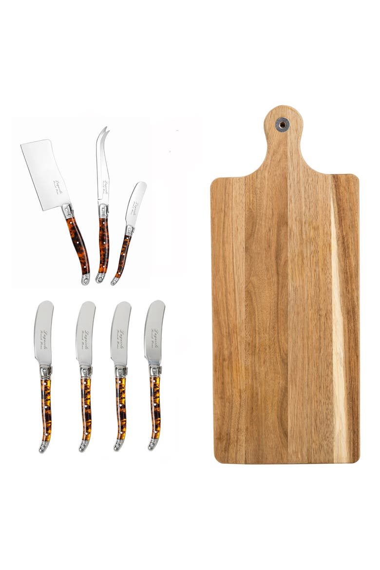Laguiole 8-Piece Cheese Knife Set, Main, color, TORTOISE SHELL