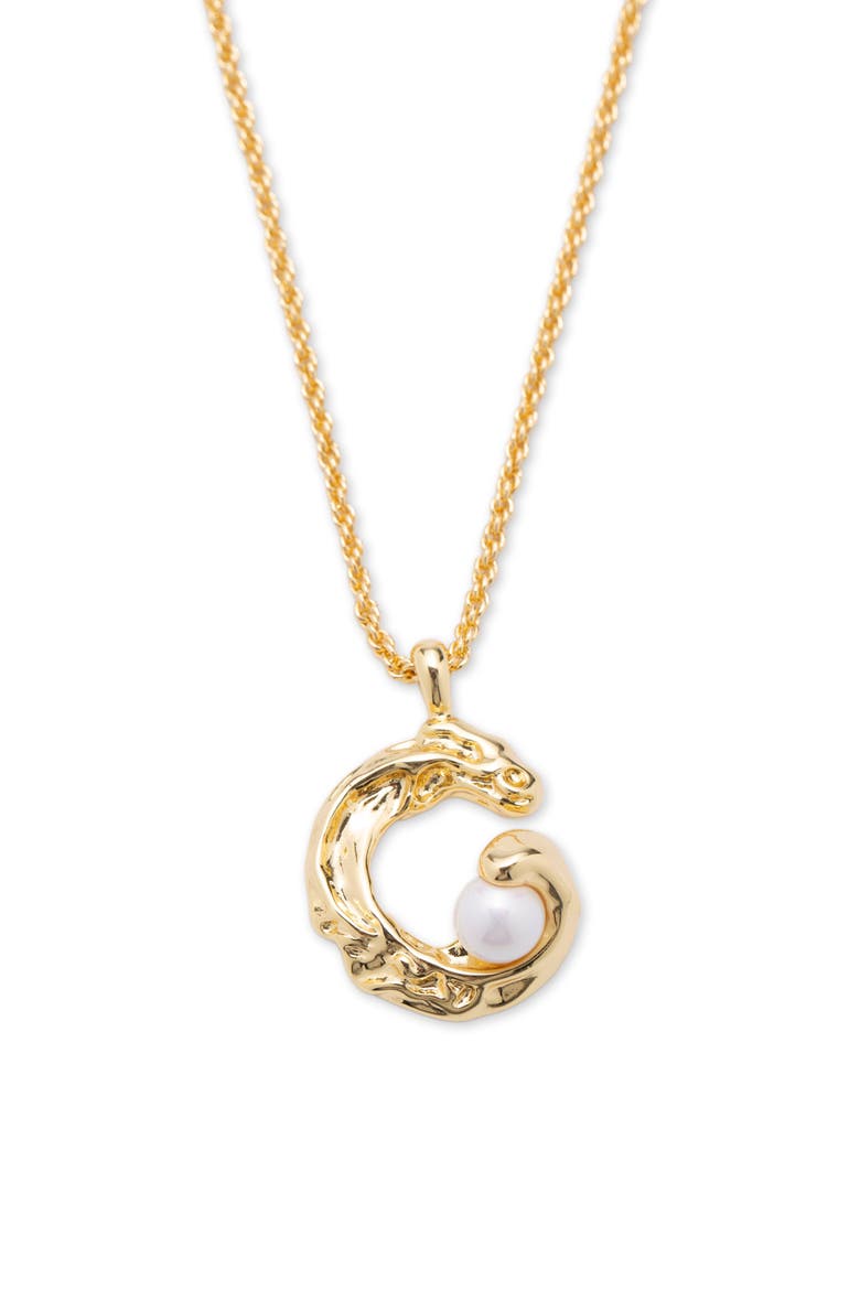 Nicole Molten C Hoop Pendant Necklace, Main, color, Gold