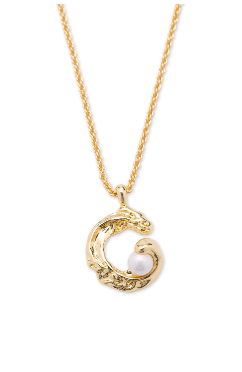 Classicharms Nicole Molten C Hoop Pendant Necklace, Main, color, Gold