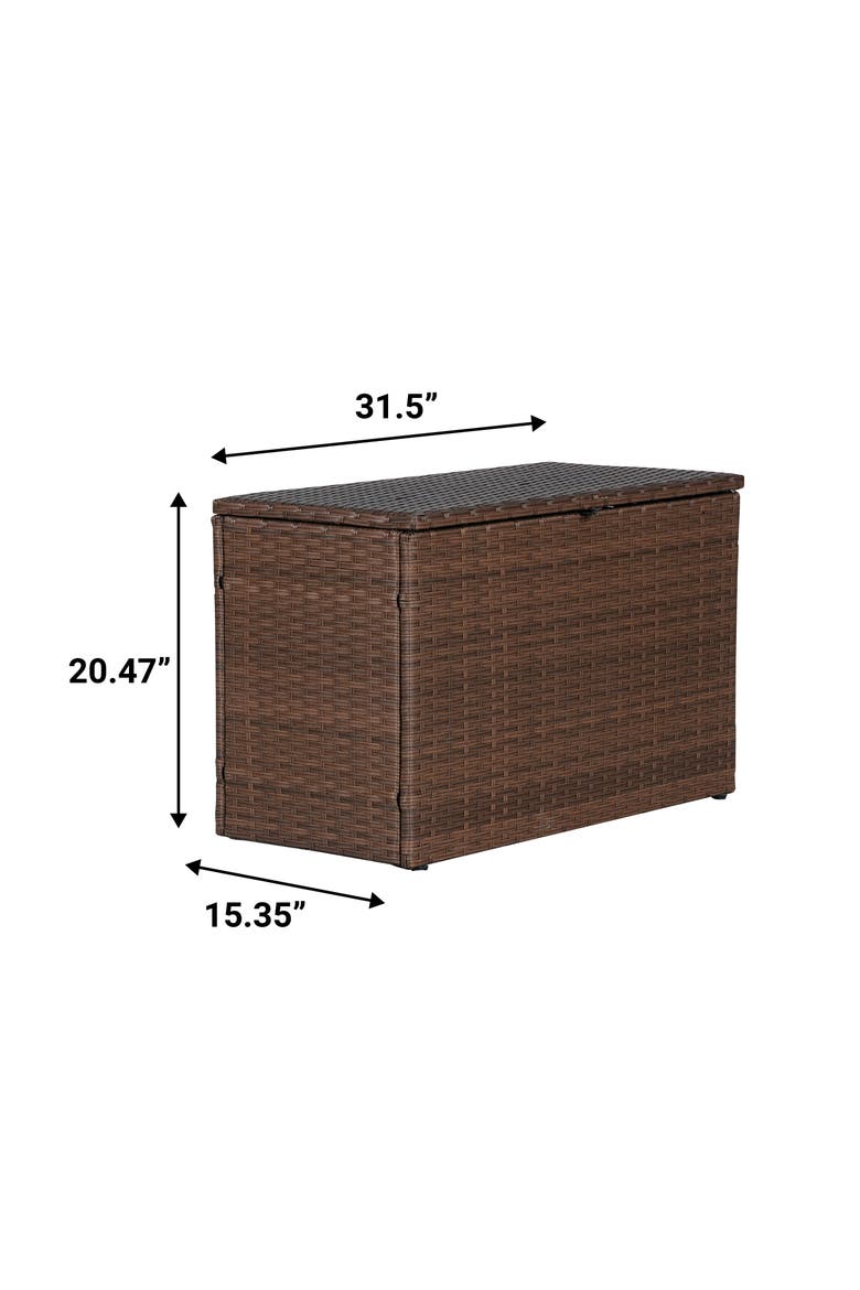 Nino Modern Minimalist Outdoor Faux Wicker Deck and Patio Storage Box, Alternate, color, Brown
