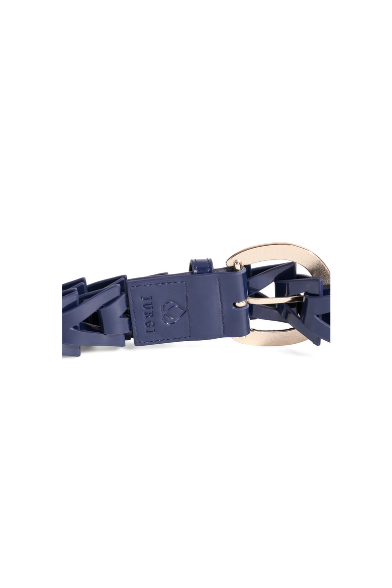 Triangle Loop Belt in Patent Leather, Alternate, color, Navy