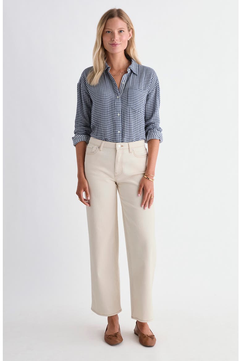 Birdie Gingham Cotton Button Down Shirt, Alternate, color, GINGHAMNAVY/ WHITE