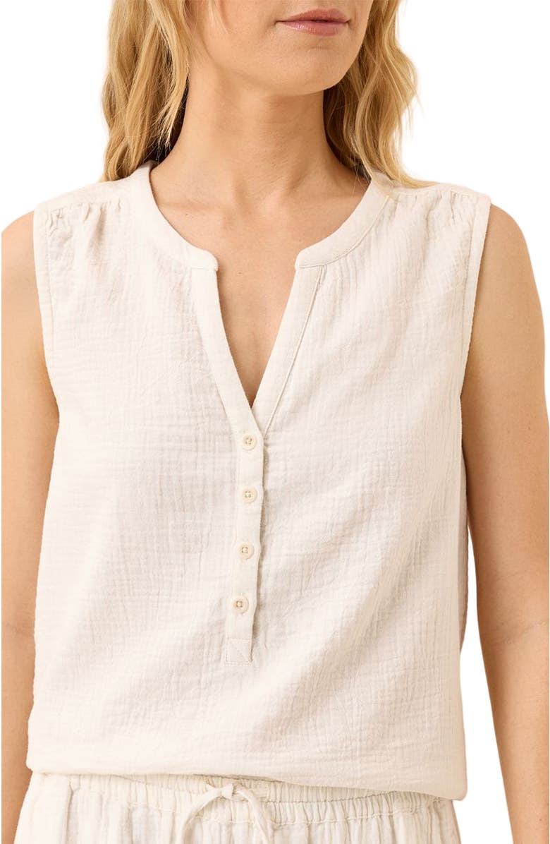 Pact Organic Cotton Coastal Double Gauze Henley Tank, Alternate, color, Sea Salt