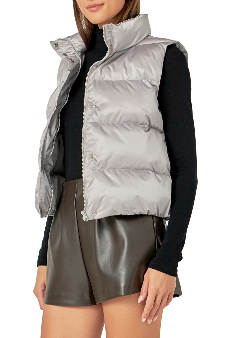 Cropped Puffer Vest, Alternate, color, GREY