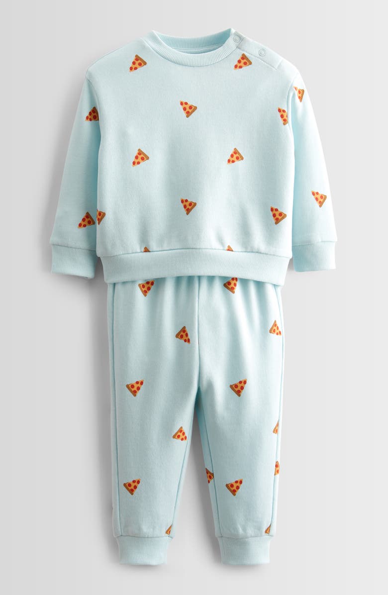 Tucker + Tate Print Fleece Sweatshirt & Joggers Set, Main, color, Blue Saltwater Pizza Toss