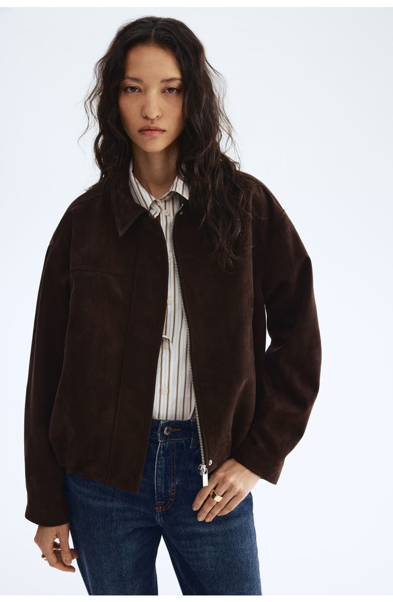 H&M Napped Jacket, Alternate, color, Brown