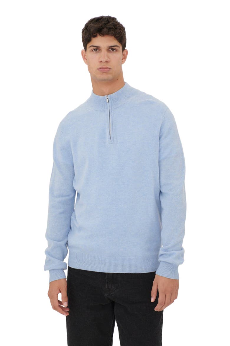 Essential Half-Zip Cashmere Sweater, Alternate, color, light blue