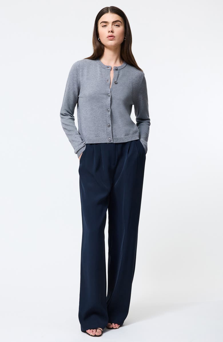 French Connection Crop Cardigan, Alternate, color, Mid Grey Melange